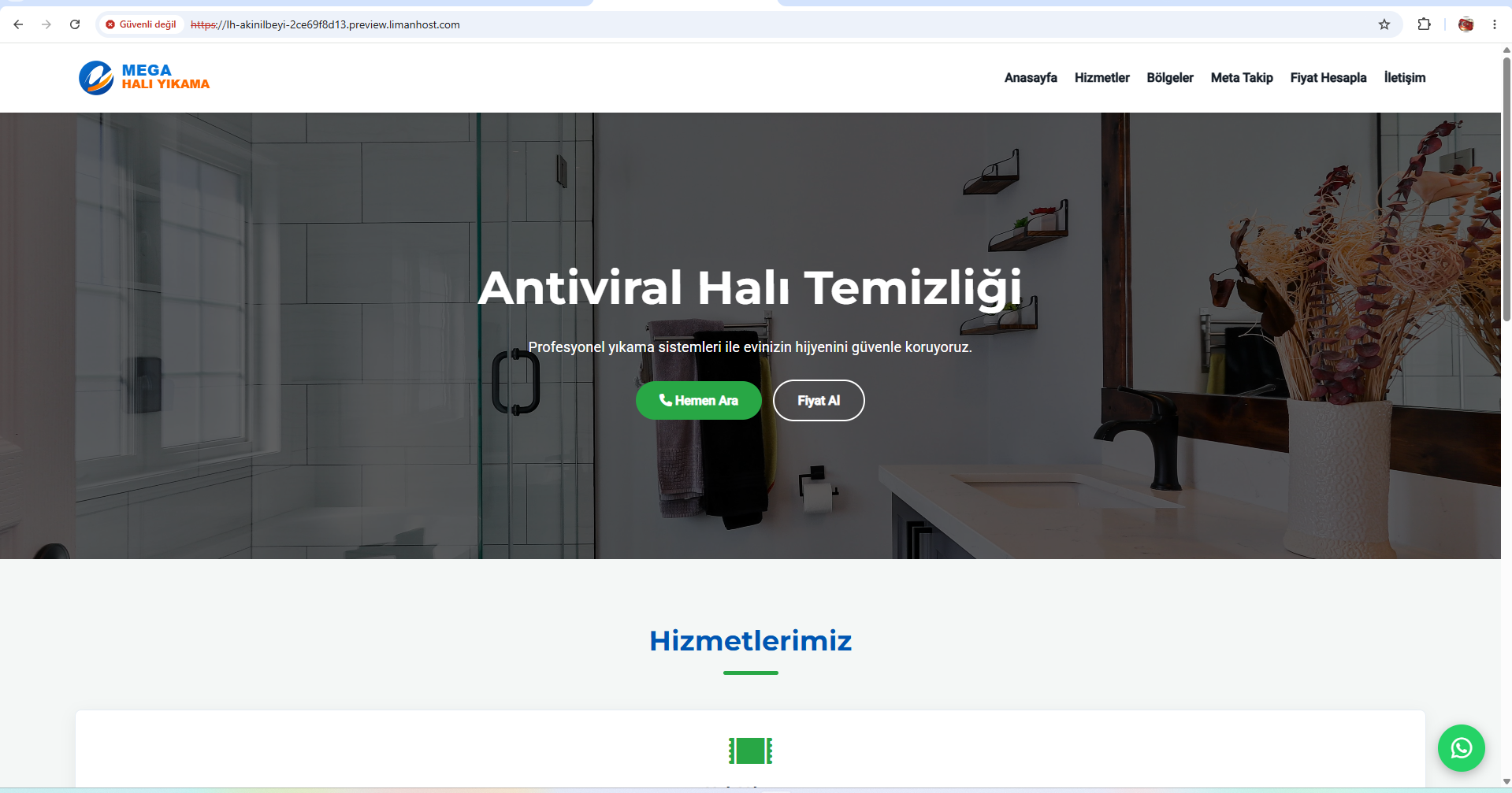 Hazir Hali Yikama Web Sitesi demo ekran goruntusu